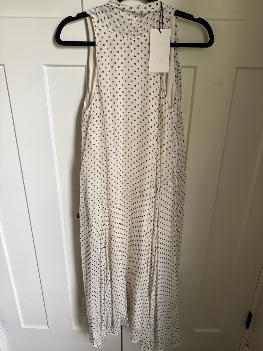 NWT Zara ZW Collection polka dot halter dress with an asymmetrical hem. Size S. - Picture 6 of 11